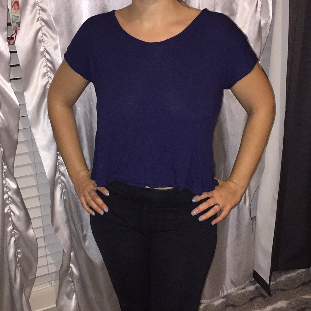 Navy Crop Top with Open Back